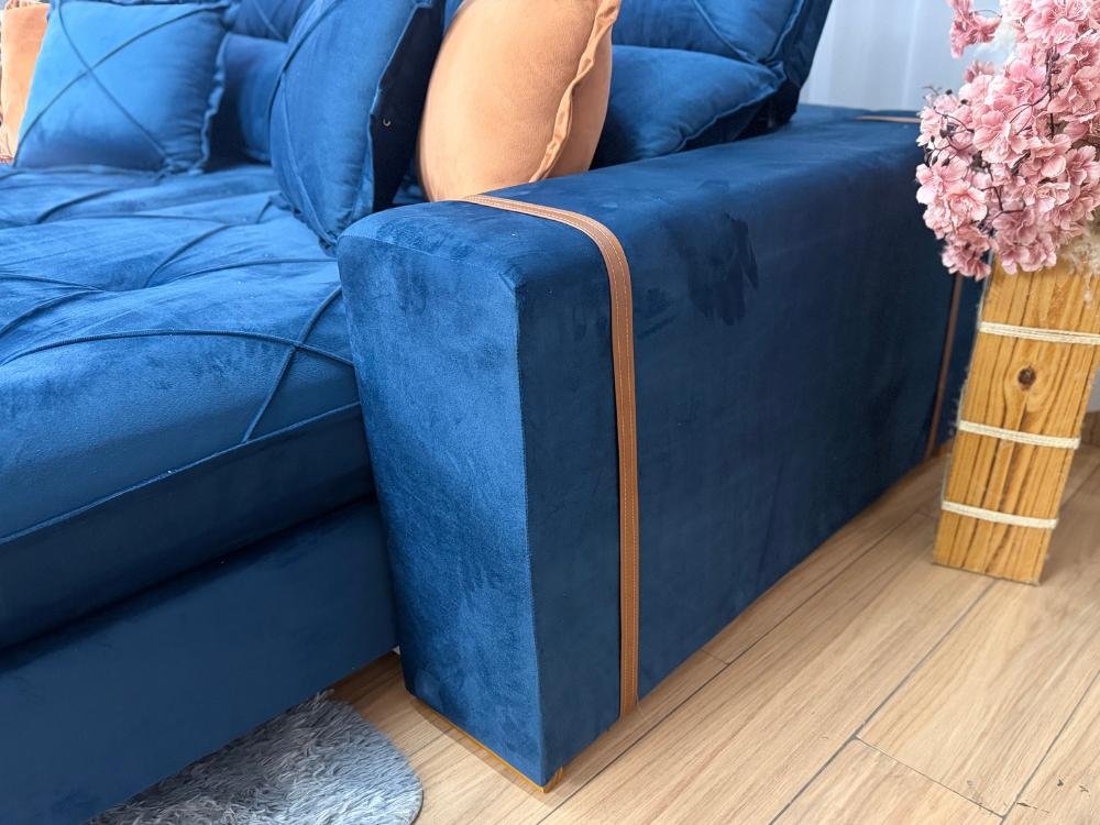 Sofá Retrátil Reclinável Pleno 2.10m - Azul Veludo - Imagem 3
