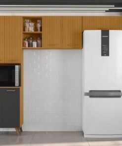 Cozinha Completa Olinda 3 peças - Freijó Ripado/Grafite