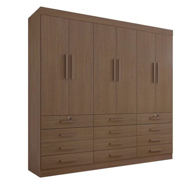 Guarda-Roupa Mônaco 6 portas e 12 gavetas - Castanho