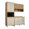 Cozinha Torino 3 Peças Paneleiro + Balcão + Aéreo Cinamomo/Off - Valdemoveis