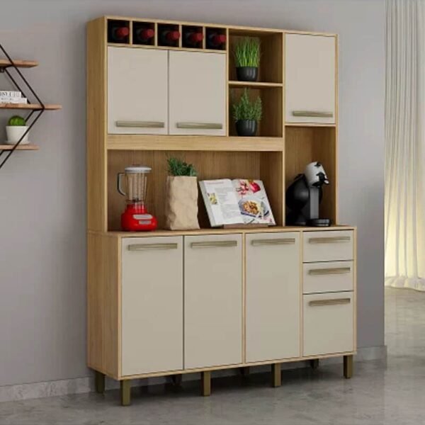 Armário de Cozinha Granada Cinamomo/Off White Larg. 1.46m Valdemoveis