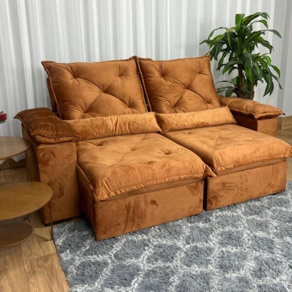 Sofá Retrátil Reclinável Porto Madero 2.00m- Terracota Veludo