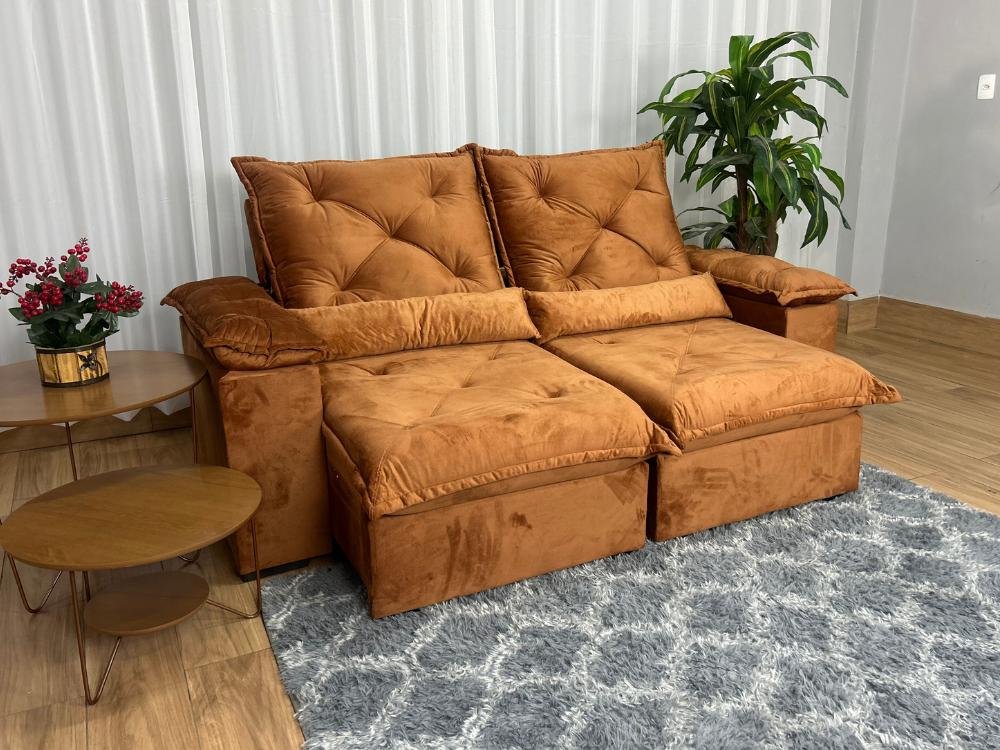 Sofá Retrátil Reclinável Porto Madero 2.00m- Terracota Veludo