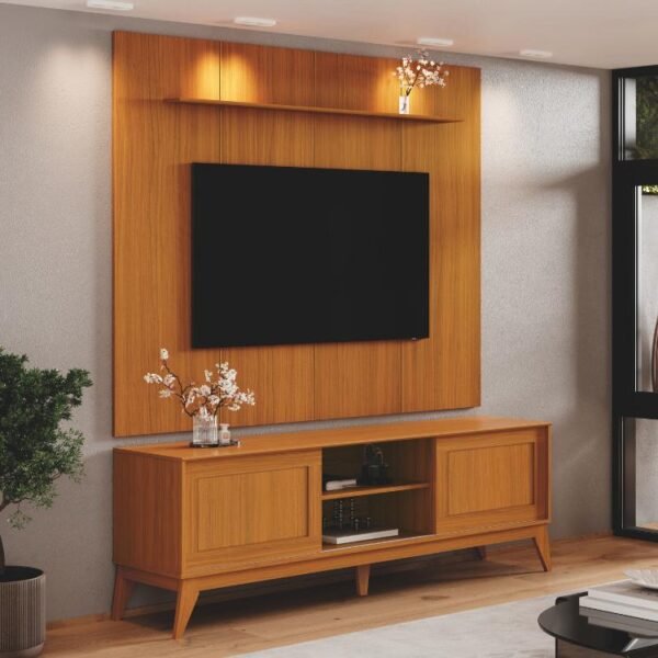 Rack King com Painel Avant 75" -  Cedro