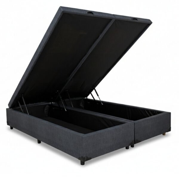 Base Box Baú Queen Bipartido Eli 158x198x42 Korino Linho Milão Grafite Blindado Nature