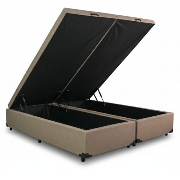 Base Box Baú Queen Bipartido Eli Milão 158x198x42 Korino Bege Blindado Nature