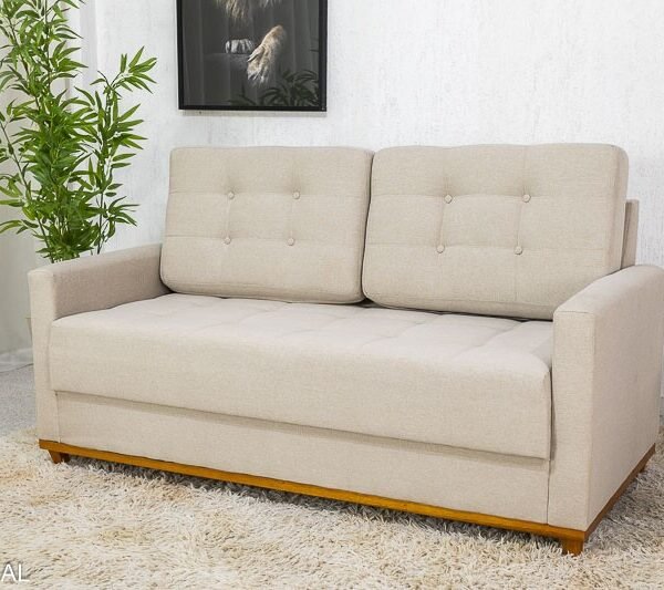 Sofá 3 lugares Living Áustria Linho Bege A57 Larg. 1.70m