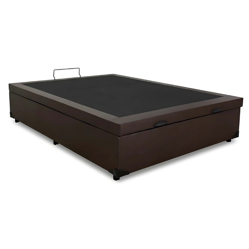 Box Baú Casal Eli Korino Marrom Blindado + Colchão Casal Classic Marrom Molas Superlastic 138x188x64 Anjos - Imagem 3