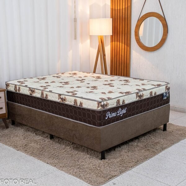 Box Casal Sued Marrom Nosso Sonho + Colchão Casal Prime Light Marrom 138x188x67 Molas Ensacadas Orthoprime | Suporta até 240kg
