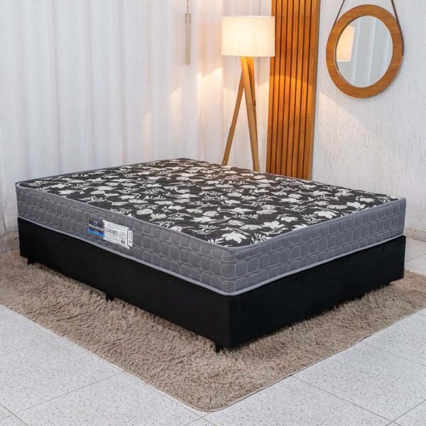 Box Casal Sued Preto Ortobel + Colchão Casal Orthoclínico 138x188x51 Ortopédico D28 - Orthoprime | Suporta até 240kg