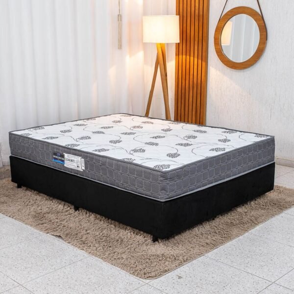 Box Casal Sued Preto Ortobel + Colchão Casal Orthoclínico 138x188x51 Ortopédico D45 - Orthoprime | Suporta até 240kg