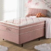 Box Rosa + Colchão Solteiro Eiffel Molas Superlastic 88x188x68 Anjos