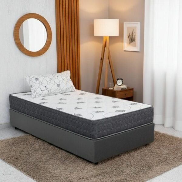 Box Solteiro Sued Cinza Ortobel + Colchão Solteiro Orthoclínico 88x188x51 Ortopédico D45 - Orthoprime | Suporta até 130kg