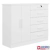 Cômoda New Athos Branco 5 Gavetas e Sapateira Larg. 1.36m - D Doro