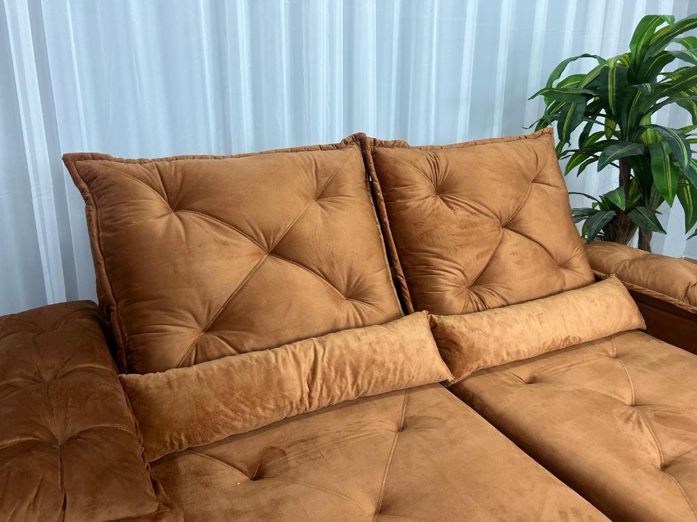 Sofá Retrátil Reclinável Porto Madero 2.00m- Terracota Veludo - Imagem 4