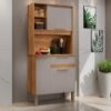 Armário Kit de Cozinha Lia 3 Portas 1 Gavetas - Cinamomo/Off White
