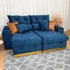 Sofá Retrátil Reclinável Pleno 2.10m - Azul Veludo