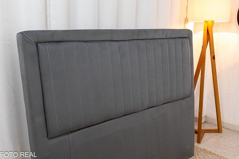 Cabeceira Casal Cintia Veludo Cinza Larg. 1.40m - Imagem 2