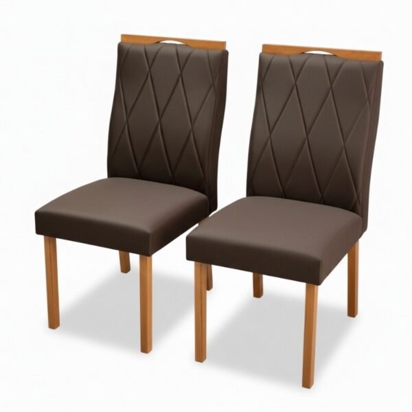 2 Cadeiras Lisboa Veludo Marrom 509 Madeira Art Assento - Entregue Montada