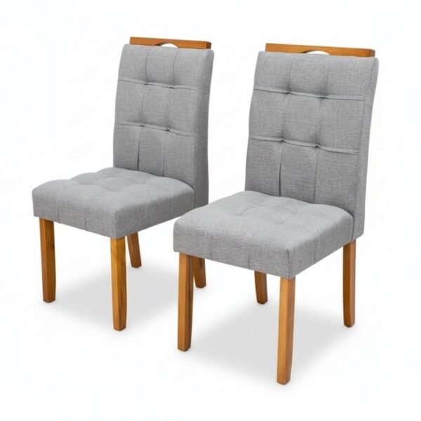2 Cadeiras Londres Linho Cinza Madeira Maciça Minas Plac - Entregue Montada