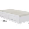 Cama Auxiliar Solteiro 2 Gavetas Branca 93x188x33 - D Doro