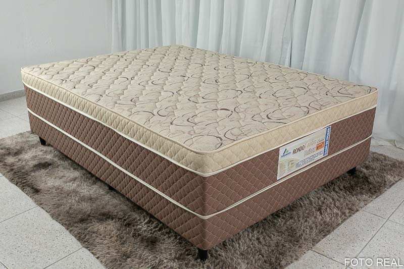 Roupeiro Casal Athenas Nature/Off 3 Portas 9 Gavetas C/ 1 Espelho e Pés 100% MDF Larg. 1.80m - Bianchi + Cama Box Casal Ortopédico Rondoconfort D33 - Rondomóveis - Imagem 7