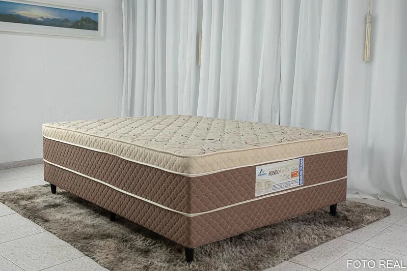 Roupeiro Casal Athenas Nature/Off 3 Portas 9 Gavetas C/ 1 Espelho e Pés 100% MDF Larg. 1.80m - Bianchi + Cama Box Casal Ortopédico Rondoconfort D33 - Rondomóveis - Imagem 6