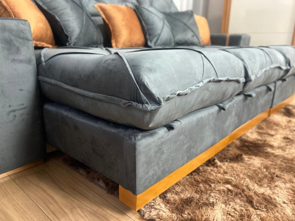 Sofá Retrátil Reclinável Pleno 3 Módulos 2.90m - Cinza Veludo - Imagem 8