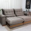 Sofá Retrátil Reclinável Ibis 2.30m Veludo Cinza 813 - D33 e Molas Ensacadas