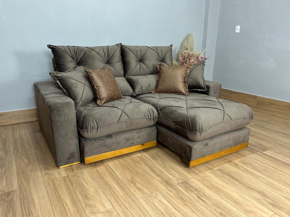 Sofá Retrátil e Reclinável Gran Bello 2.50m - Marrom Veludo - Imagem 2