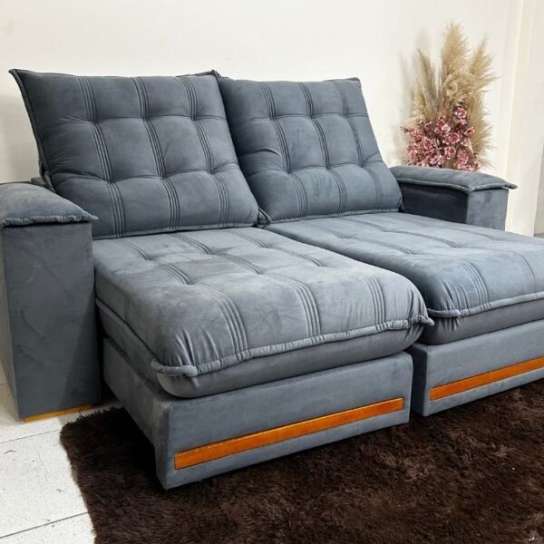 Sofá Retrátil Reclinável Iguaçu 2.10m - Cinza Veludão