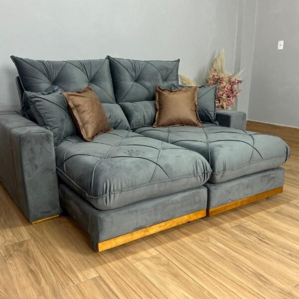 Sofá Retrátil e Reclinável Gran Bello 2.00m - Cinza Veludo