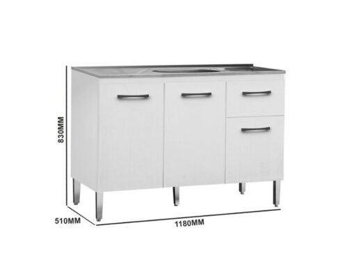 Balcão de cozinha França para pia 1,18 - Branco - Imagem 3