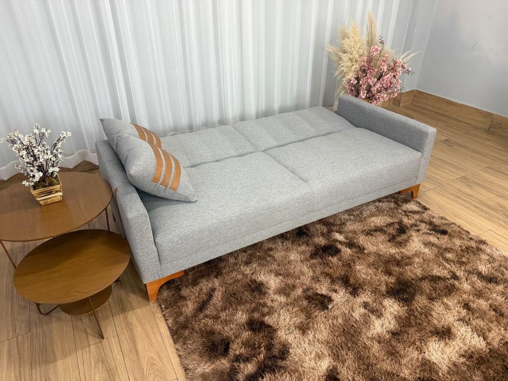 Sofa Cama Luizi 2.09m - Cinza Linho - Imagem 2