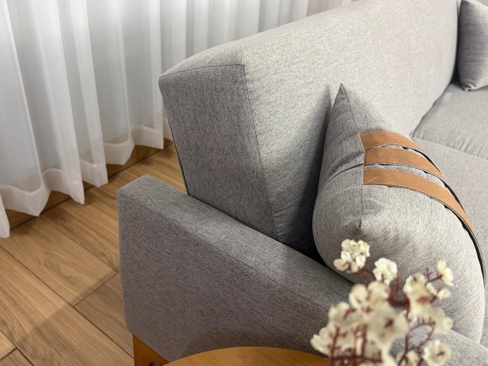 Sofa Cama Luizi 2.09m - Cinza Linho - Imagem 7