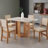 Mesa de Jantar Magic 1.20x0.80 Com 4 Cadeiras Sol Linho  - Mel/Blonde