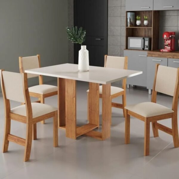 Mesa de Jantar Magic 1.20x0.80 Com 4 Cadeiras Sol Linho  - Mel/Blonde