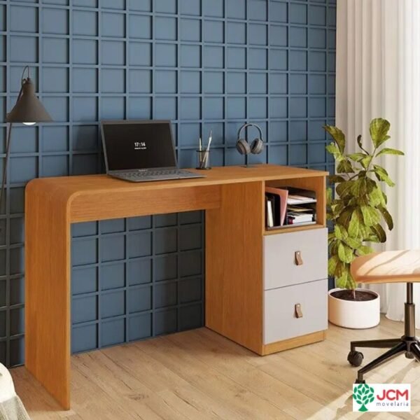 Escrivaninha Alice Larg. 1.27m Cinamomo/Off 2 Gavetas - JCM