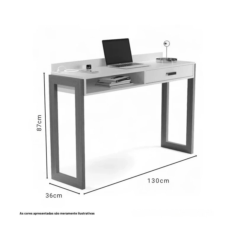 Escrivaninha JB 6055 Larg. 1.30m Luxo Off 1 Gaveta - JB Bechara - Imagem 3