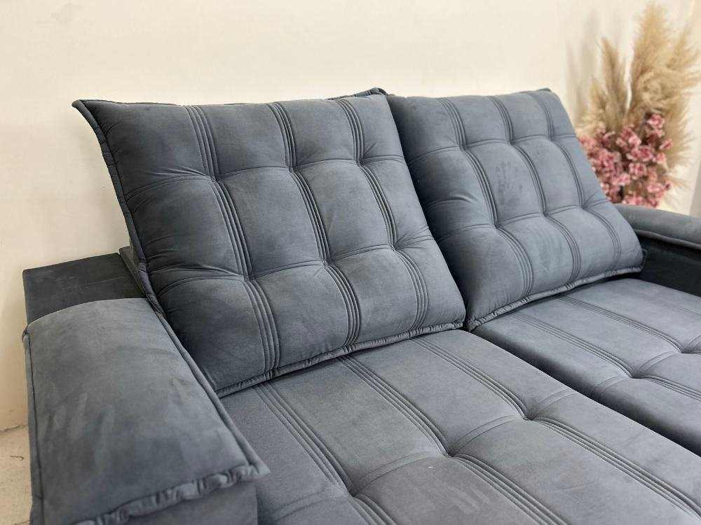 Sofá Retrátil Reclinável Iguaçu 2.10m - Cinza Veludão - Imagem 6