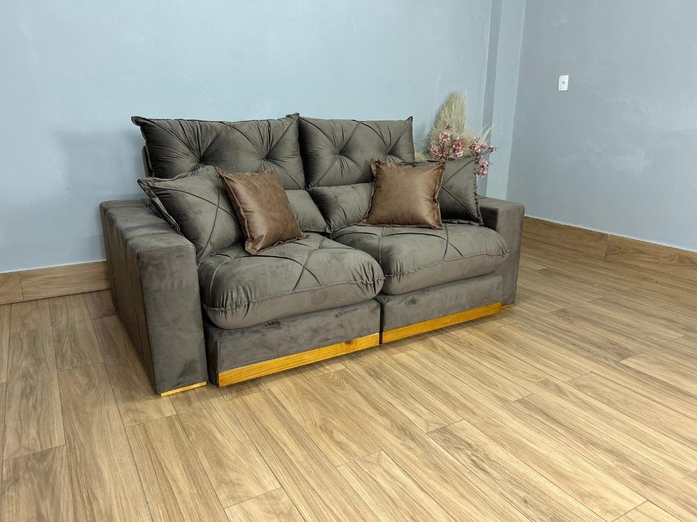 Sofá Retrátil e Reclinável Gran Bello 2.50m - Marrom Veludo