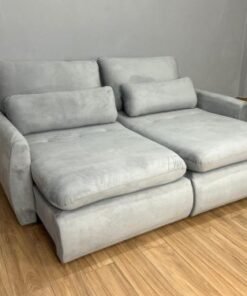 Sofá Cama Retrátil Reclinável Amaranto 1.90m Mod.80 - Prata Veludo
