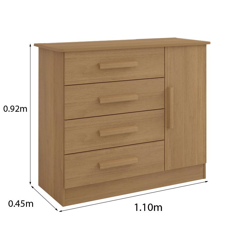 Cômoda Firenze Cinamomo 4 Gavetas e Sapateira Larg. 1.10m - D Doro - Imagem 2