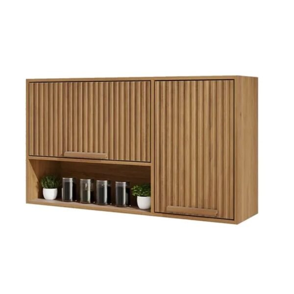 Armário Aéreo Florida Larg. 1.20m Cinamomo 2 Portas Ripado - Sallêto