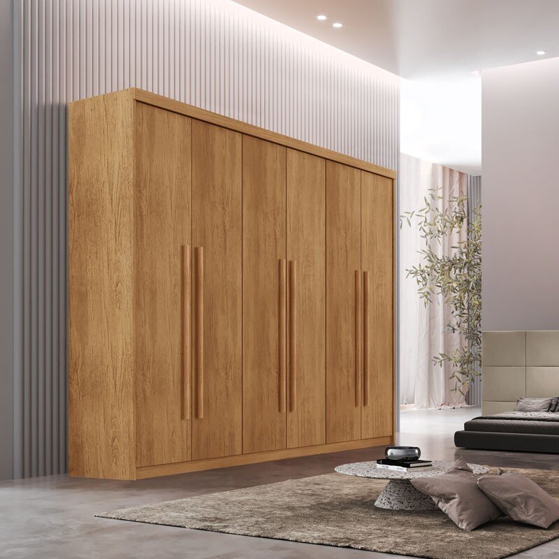 Guarda-roupa Hawaii Nature 6 Portas 2 Gavetas Larg. 1.80m 100% MDF - Rufato - Imagem 3