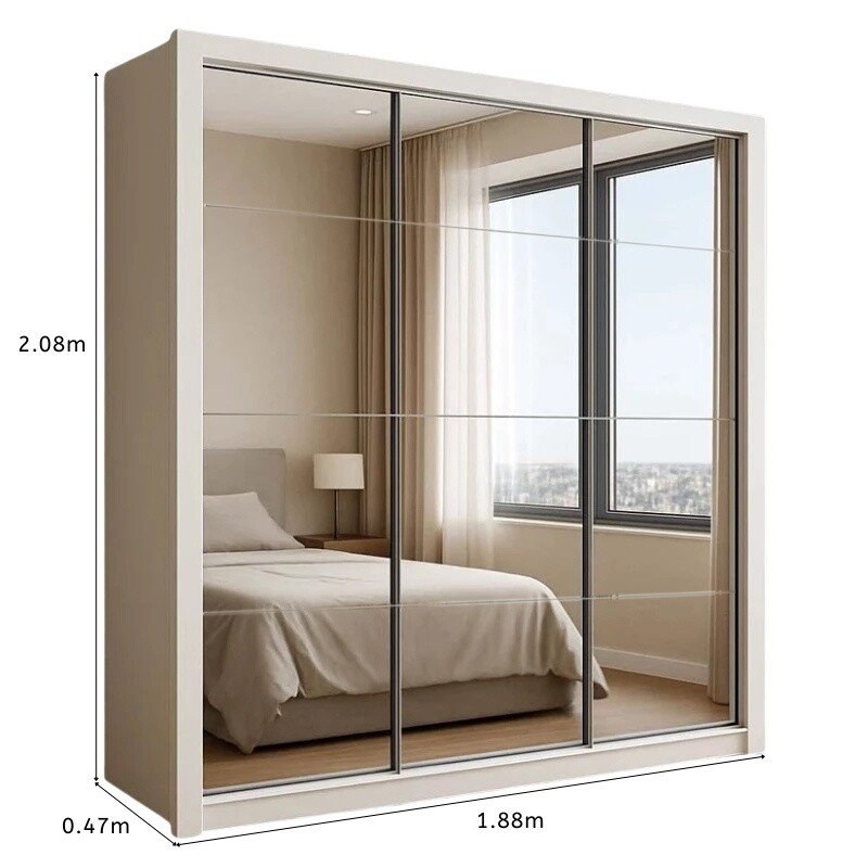 Guarda-Roupa Veneza Premium Larg. 1.88m 3 Portas C/ 3 Espelho 4 Gavetas Branco Carioca - Imagem 3