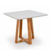 Mesa de Jantar Bali 90x90 Vidro Off/Base Madeira Minas Plac - Entregue Montada