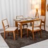 Mesa de Jantar Londrina 120x80 Cinamomo Rufato + 4 Cad. Dubai Linho Bege Madeira - Art Assento
