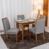 Mesa de Jantar Londrina 120x80 Cinamomo Rufato + 4 Cad. Isabela Linho Cinza 05 Madeira - KM Decor