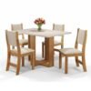 Mesa de Jantar Magic 120x80 Tampo Off Mel/Blonde + 4 cad. Sol Assento veludo Marfim - Viero